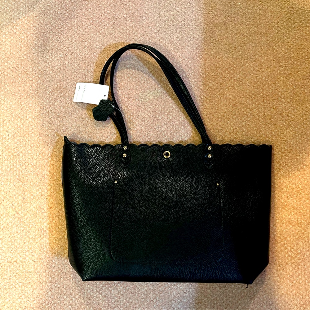 NWT Black Vegan Leather Tote Bag